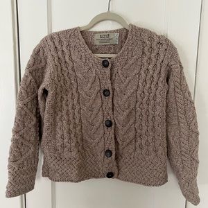 Aran cable knit cardigan 100% merino wool